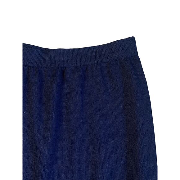 Vintage St. John Collection Marie Gray Navy Blue Wool Sweater Skirt Size 12 - Picture 3 of 5